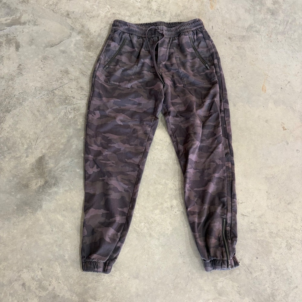 Athleta Farallon Jogger Pants Purple Camo Zipper Ankle Womens 6